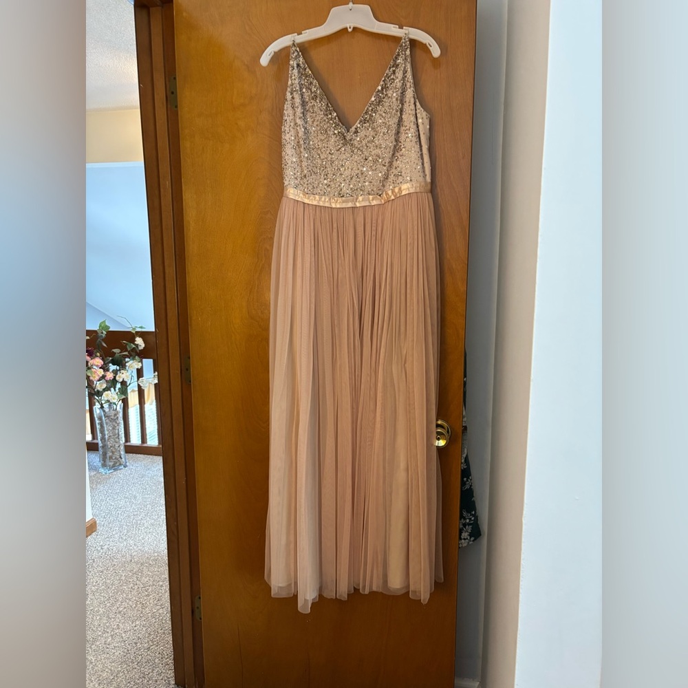 BHLDN size 18 formal gown in blush. Altered to 5’3” height.